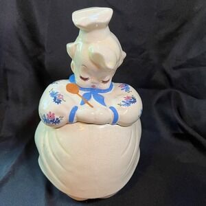 Vintage 1944 De Lee Art Pottery Cook Lady Cookie Jar Hollywood California Floral